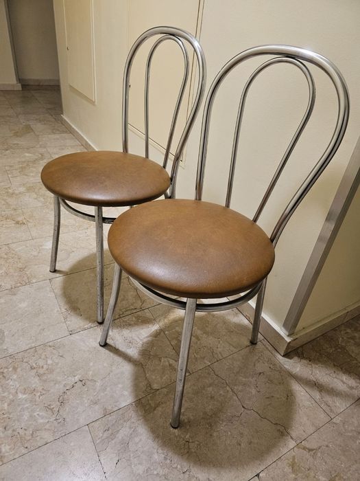 Kuchenne Krzesła do Kuchni Jasny BRĄZ Profilowane Metalowe