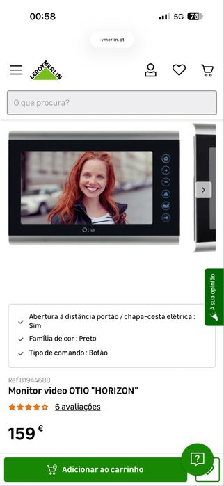 Videoporteiro / Monitor vídeo OTIO HORIZON (Novo, nunca instalado)