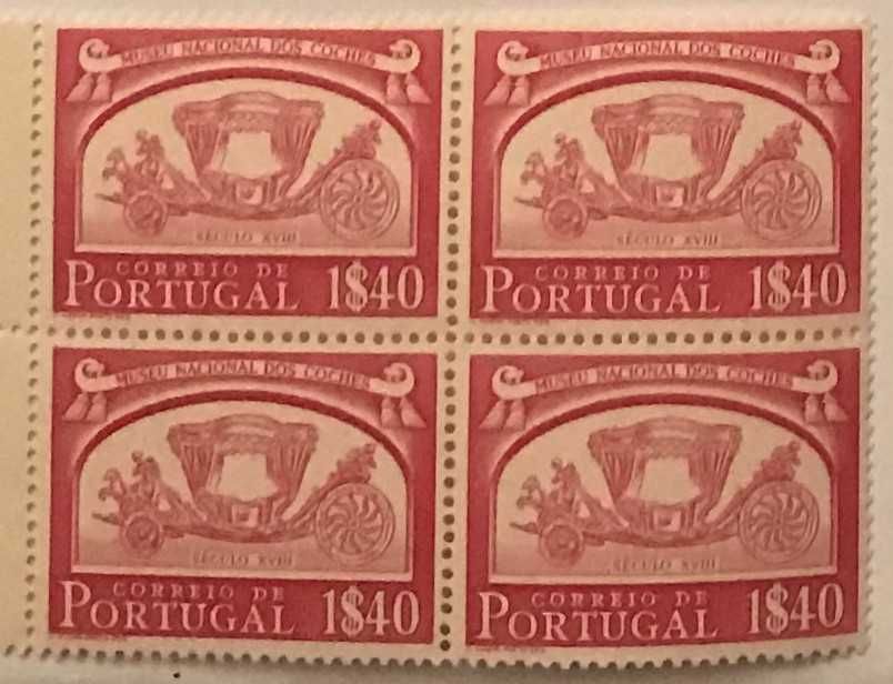 Quadras selos novos de 1$40 - Museu Nacional dos Coches - 1952