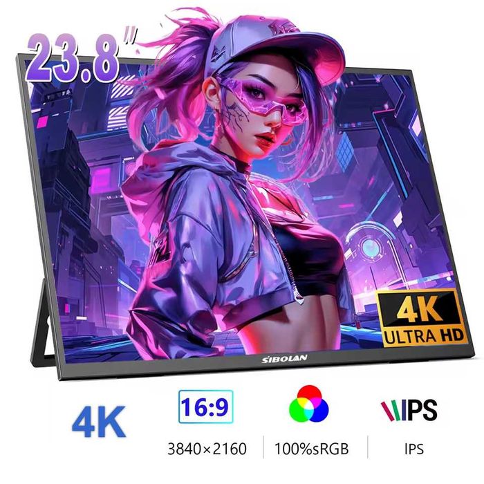 Портативный игровой 4К монитор SIBOLAN 23.8" 3840*2160, состояние нового