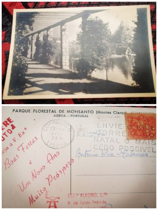 Postais antigos a preto e branco com selo