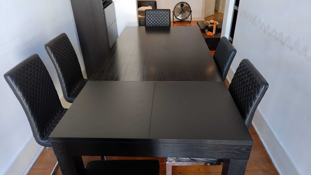 Mesa jantar extensível preta