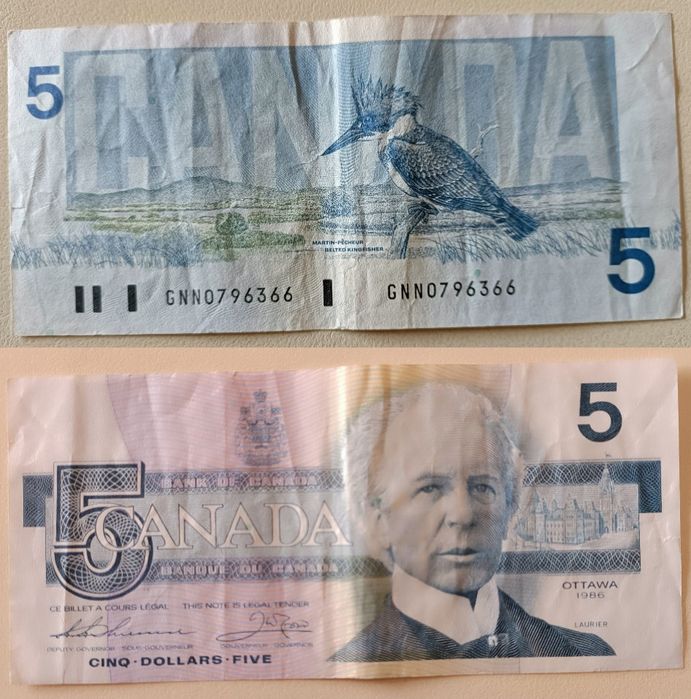 Moedas e Notas do Canadá (e E. U. A.) -  Dólar e Cêntimos