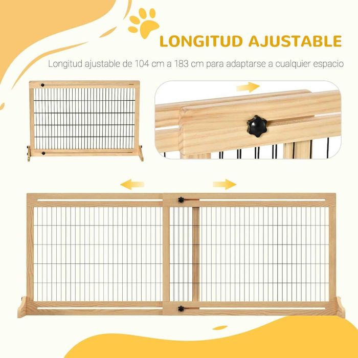 ENVIO GRÁTIS - Barreira Madeira extensível 104-183x36x69cm, cerca