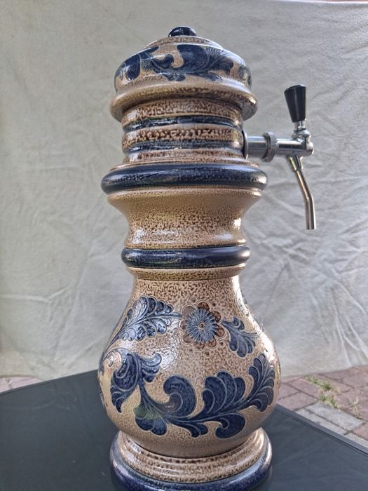 Piekny, CERAMICZNY, rustykalny NALEWAK do piwa