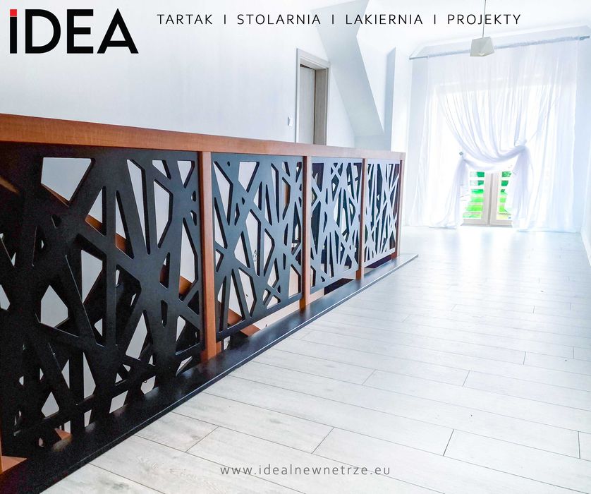 SCHODY drewniane, BALUSTRADA AŻUROWA, projekt, montaż, PRODUCENT