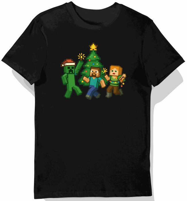 Koszulka dziecięca czarna creeper w minecraft prezent święta 116