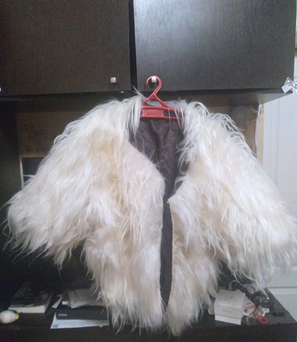 Шуба из білої лами (білого яку) оверсайз кимоно от М до ХХХЛ  невесте