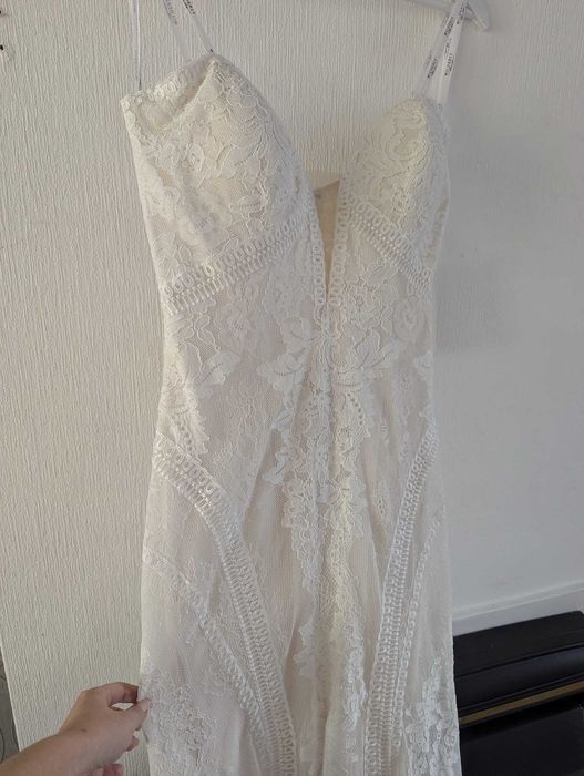 Suknia ślubna boho,francuska koronką z Wirderly Bridge,S-M,