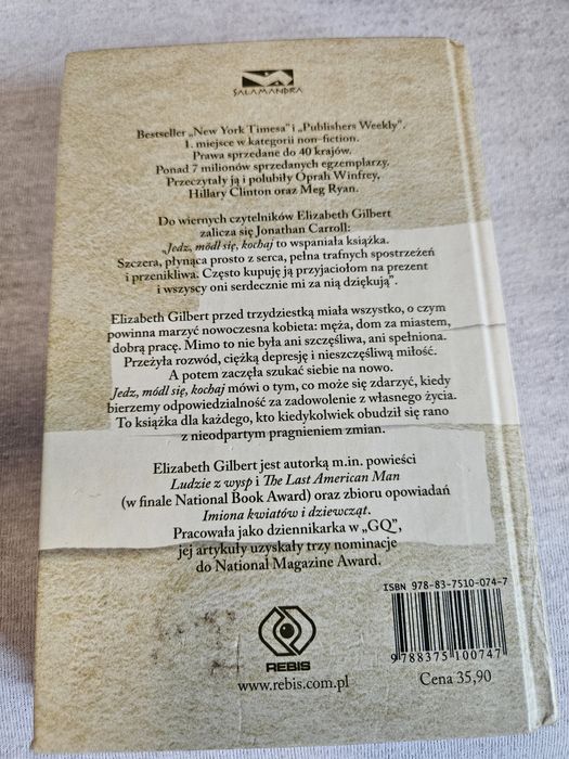 Książka "Jedz, módl się, kochaj" Elizabeth Gilbert