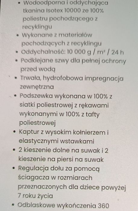 Kurtka przeciwdeszczowa 176 cm