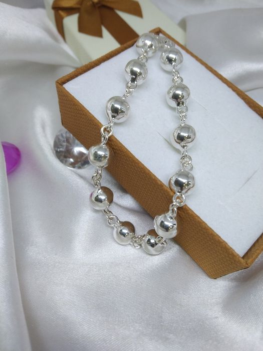 Piękna srebrna bransoletka kulki, srebro 925, dł. 19,5cm