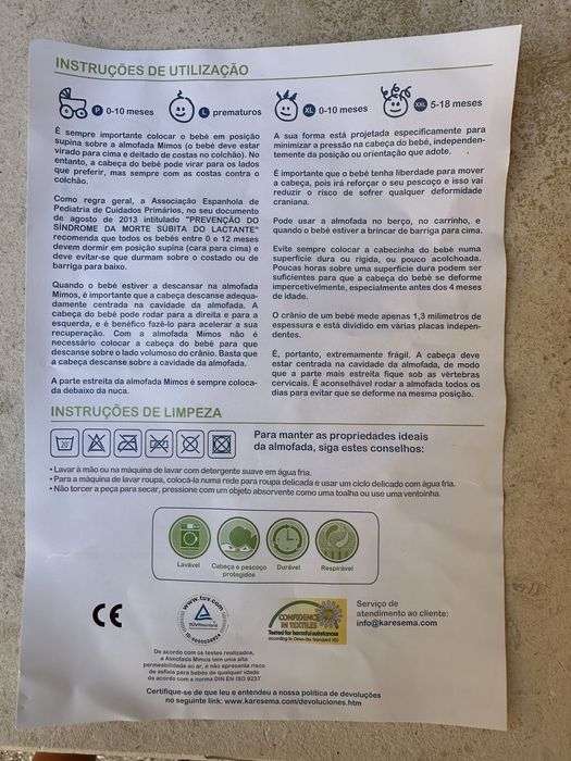 Almofada Mimos S (antigo XL) com Fronha - Plagiocefalia