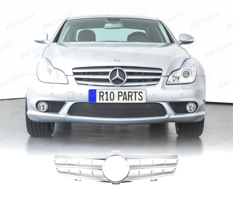 GRELHA FRONTAL SPORT AMG MERCEDES CLS W219 04-10 CROMADA PRATA