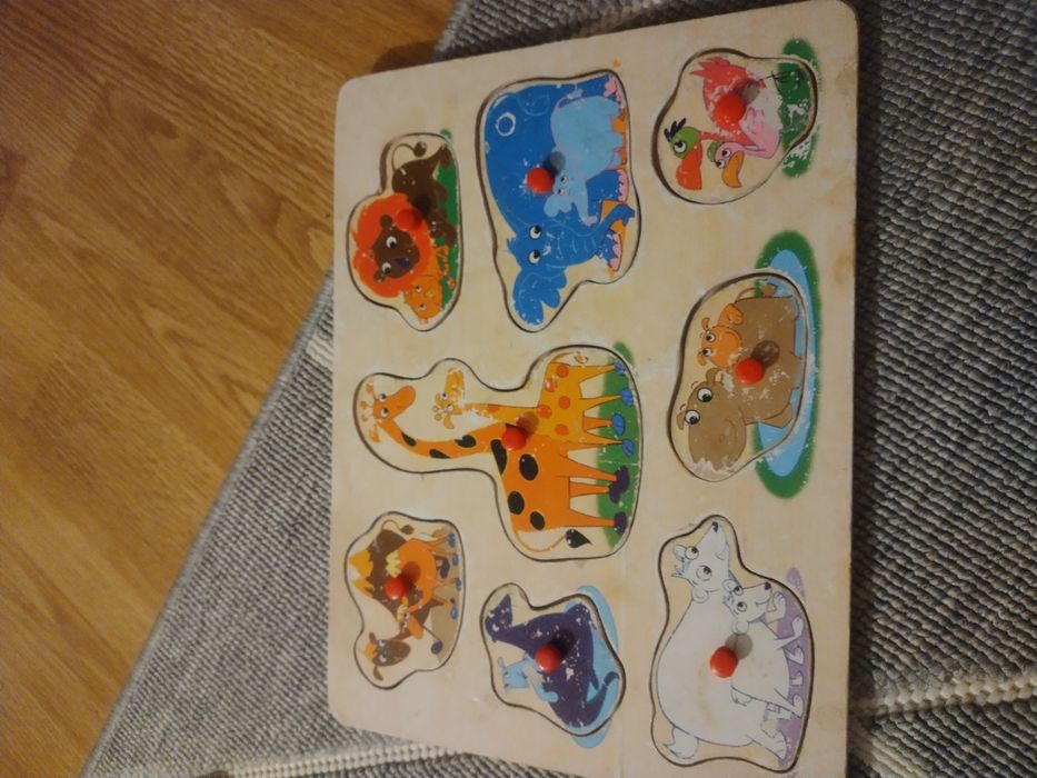 3 sztuki puzzli drewnianych
