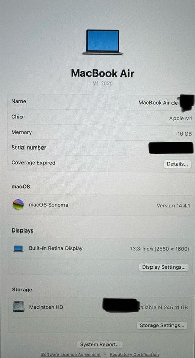 Apple MacBook Air M1, 13.3", 2020