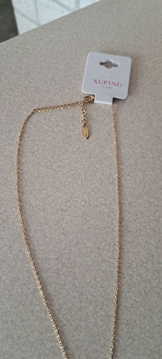 Piękny pozłacany naszyjnik łańcuszek z sercem stal chirurgiczna