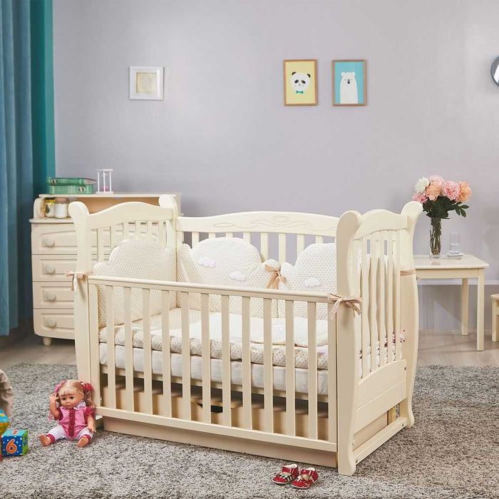 Ліжко дитяче ДЕРЕВЯНЕ кроватка фірми VERES від 0 до 6 років з ящиками