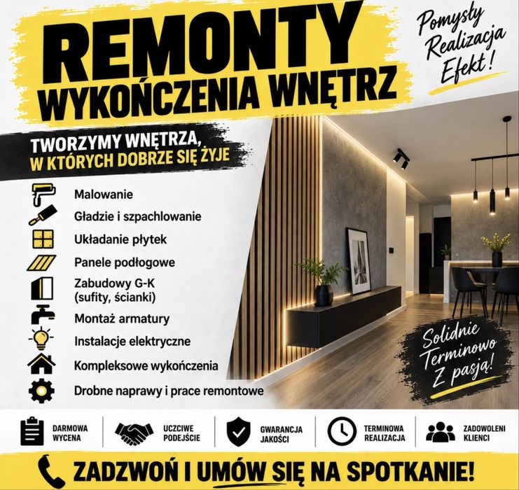 Wykończenia wnętrz, remonty - Kraków i okolice
