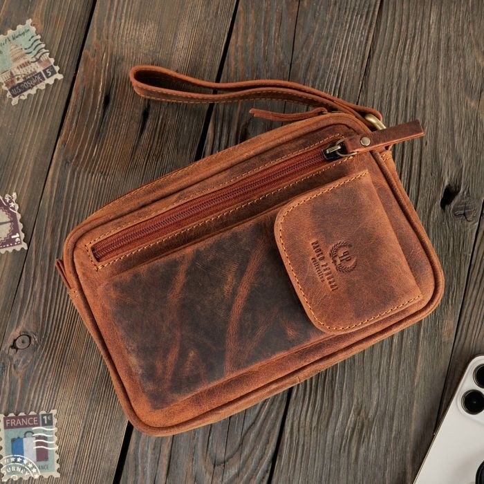 Saszetka męska skórzana do ręki vintage Paolo Peruzzi T-56-LBR