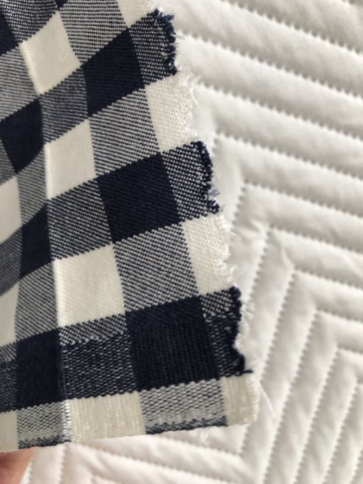 materiał bawełna biało granatowa kratka Ikea 148x196
