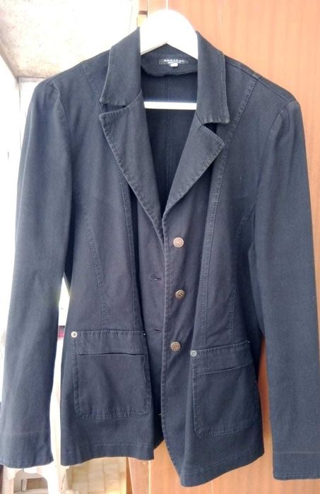 Blusão denim com bolsos para senhora