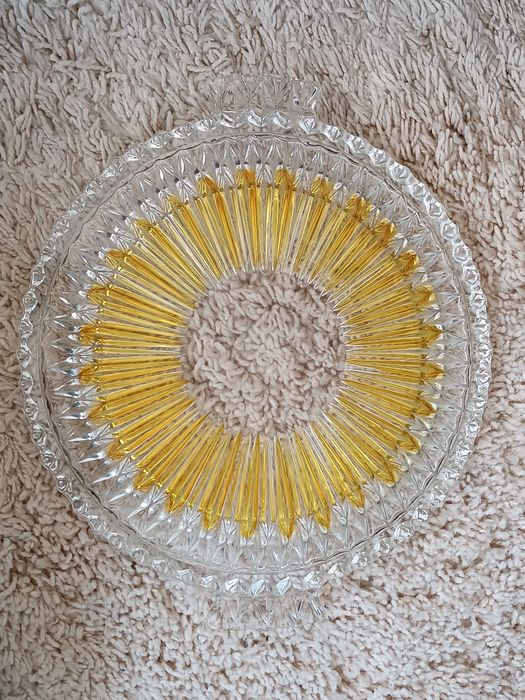 33 cm. Patera talerz tortownica szkło kryształowe