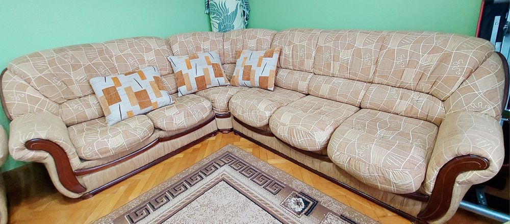 Kanapa rozkładana Narożnik 3-częściowy z funkcją spania + schowek + fo