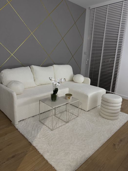Narożnik BLOOM z funkcją spania – kremowy baranek | 850 zł | Lublin, Czechów