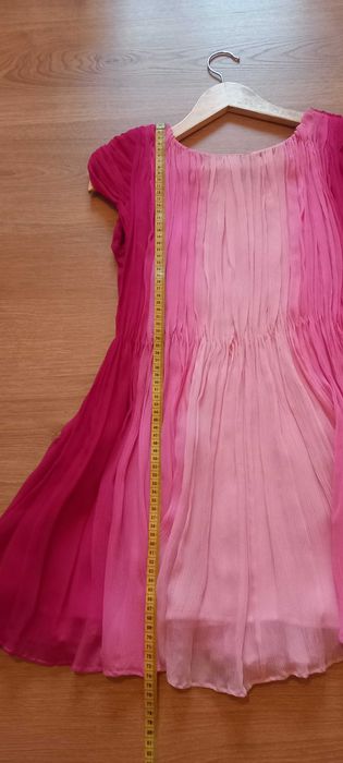 Vestido mini/ túnica ombré em seda rosa design francês T38