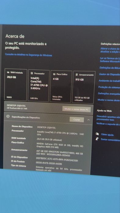 PC Gaming / Workstation i7 + GTX 1650 | 20GB RAM | SSD 1TB | Impecável