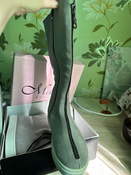 Сапоги натуральная замша 39 размер 26 см стелька