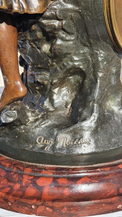 Zegar kominkowy antyk XIXwiek sygnowany August Moreau prezent na święt