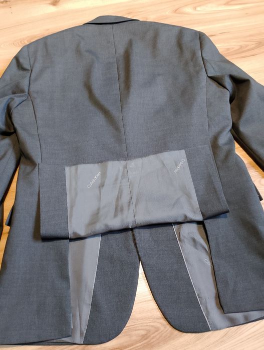 Szara Męska Wełniana Marynarka Calvin Klein Fitted