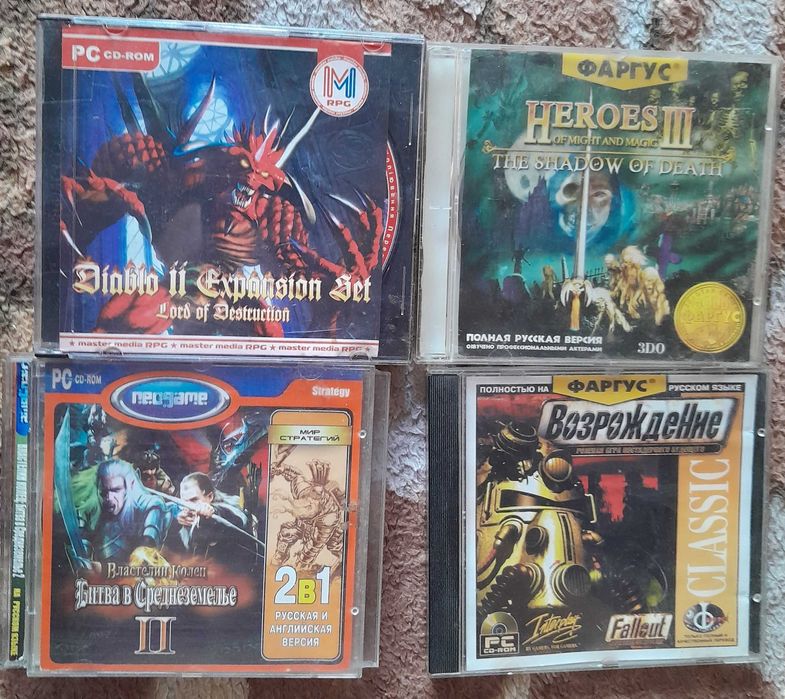 Игровые ретро CD для ПК Fallout Diablo GTA Assasins Heroes 3