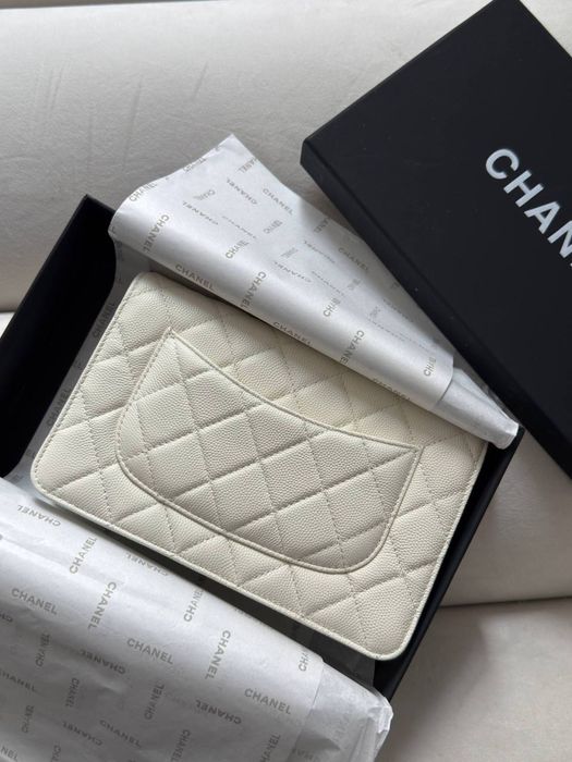 Сумка Chanel Woc біла | срібна фурнітура