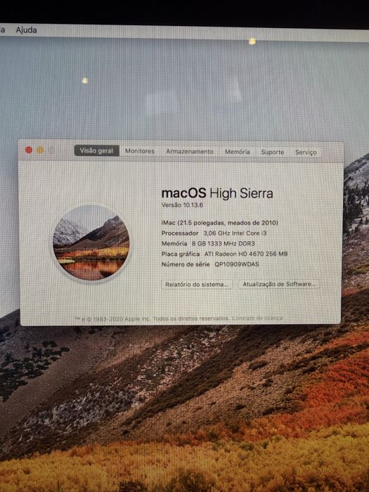 Apple iMac 21.5 , Mid 2010, 8gb, 500gb - Funcionando Perfeitamente