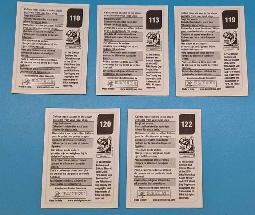 Lote 5x Cromos Argentina - World Cup 2010