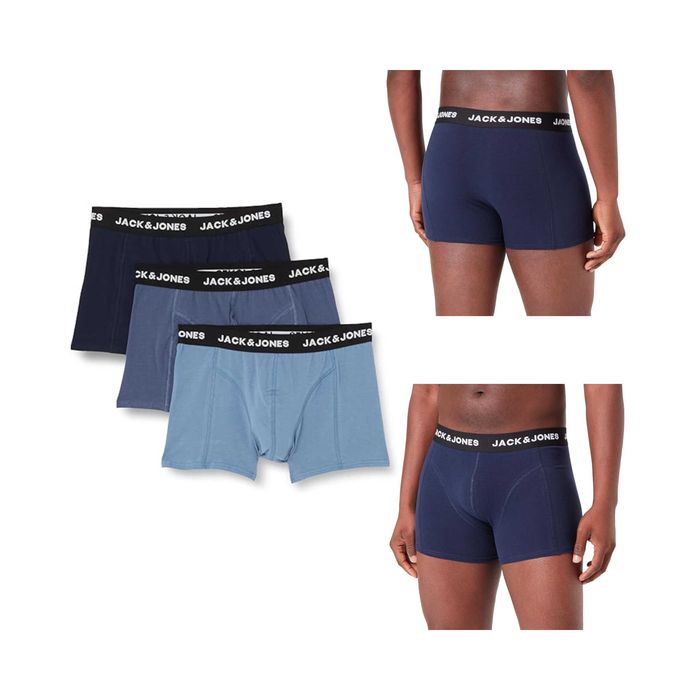 JACK & JONES JACSOLID Trunks 3-Pak XXL Navy/Indigo Bokserki Męskie