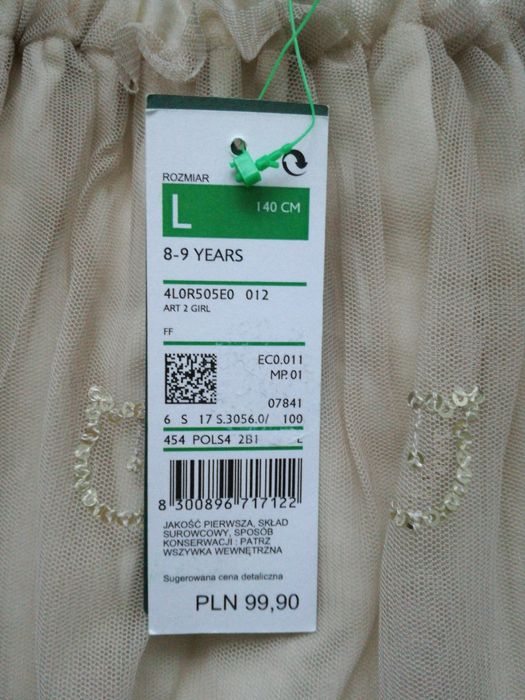 Benetton nowa tiulowa spódniczka 140