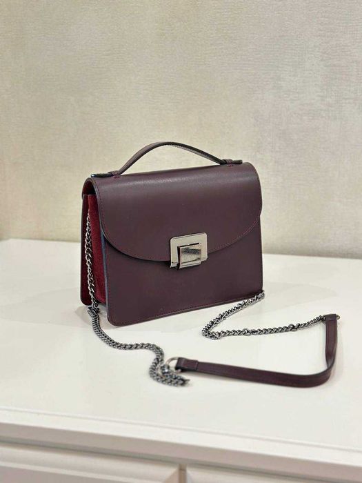Сумка шкіряна на ланцюжку. Колір  бордо
