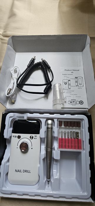 Портативний акумуляторний фрезер для манікюру Nail Drill V6 (45 000 об/хв)