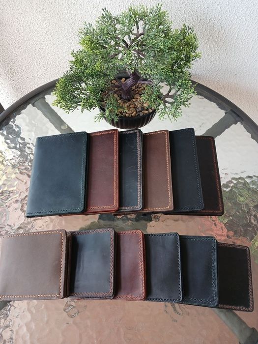 Шкіряний набір handmade: портмоне та гаманець | Натуральна шкіра