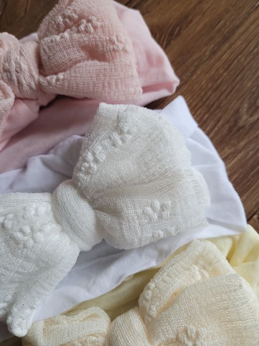 zestaw opasek dla dziewczynki z kokardkami 0-2lat