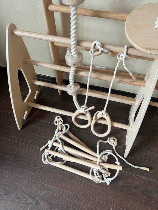 Детская шведская стенка с турником WoodandHearts