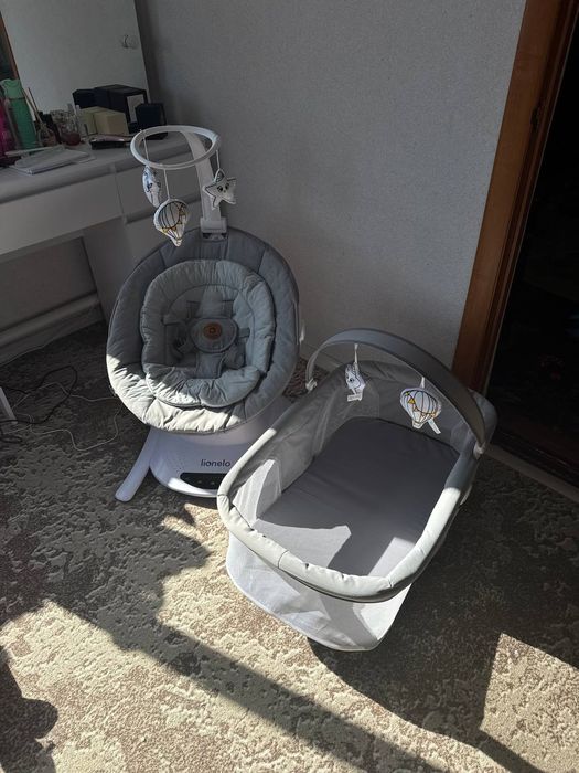 Шезлонг-качалка Lionelo + люлька для новонародженого | Стан: відмінний