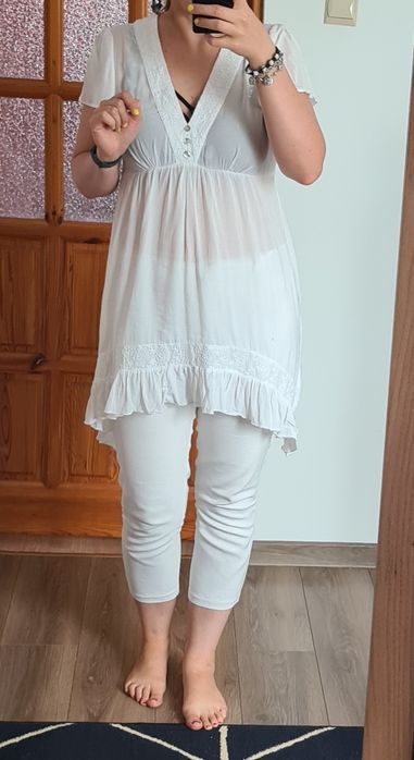 Biała tunika sukienka letnia na lato 100% viskoza elegancka