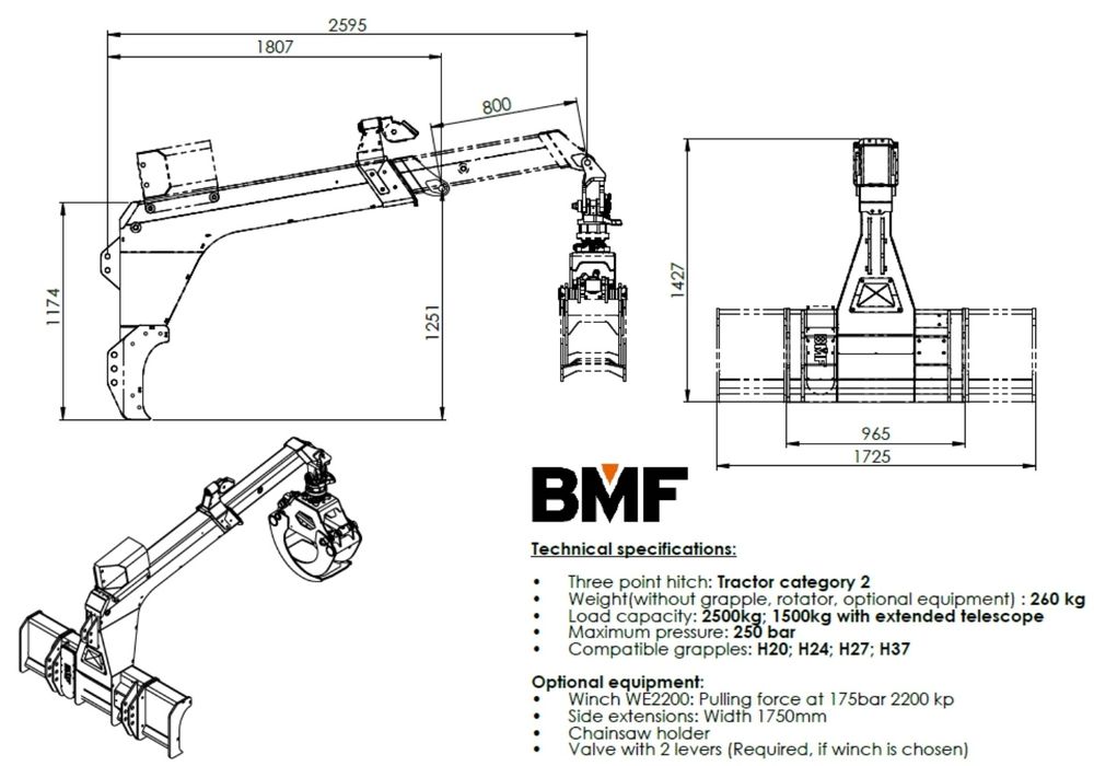 Chwytak do zrywki drewna BMF Przyczepa Leśna Zuraw Teleskop na TUZa