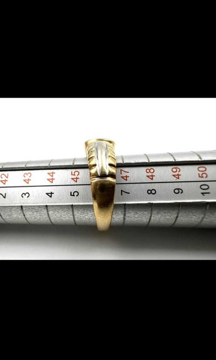 Pierścionek 18kt białe złoto i złoto akwamaryn brazylijski