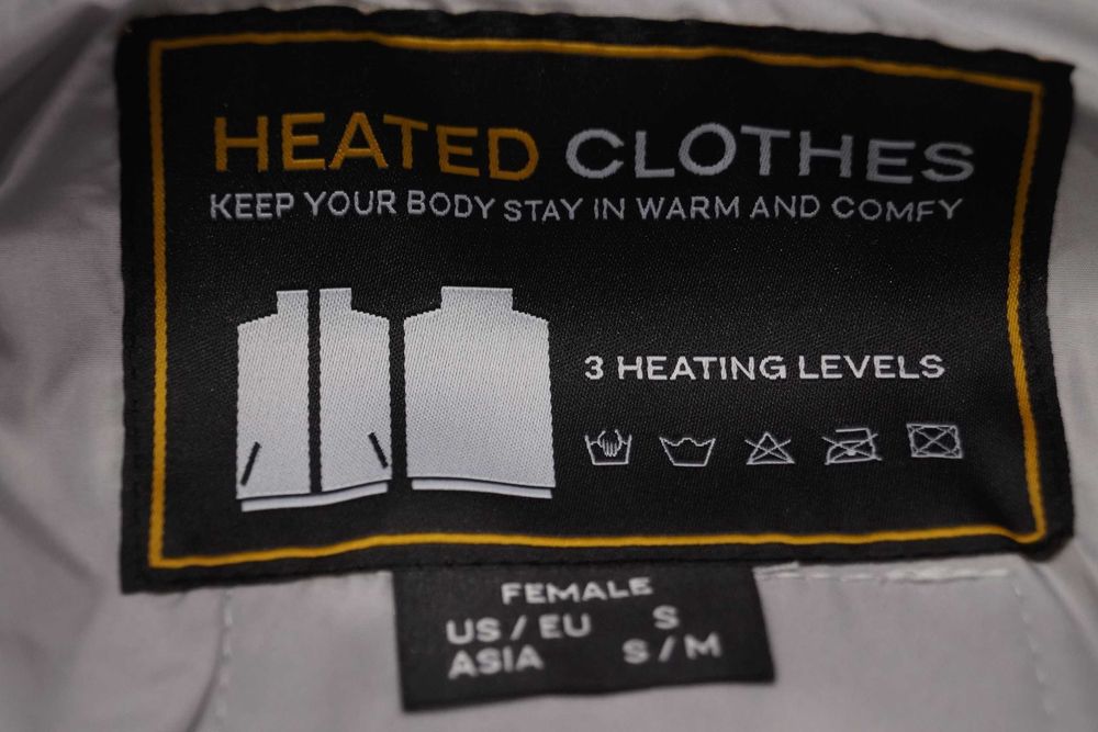 HEATING CLOTHES Biała pikowana kamizelka podgrzewana 12000mAh r.S